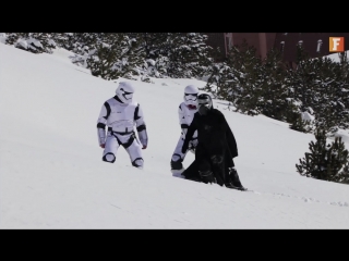 Snow wars chewbacca vs kylo ren on snowboard