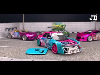 Jakarta diecast project nissan silvia s13 drift rocket bunny itasha with steering hotwheels custom