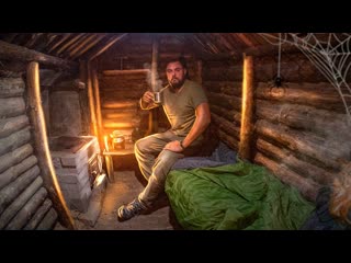 Hiking optimist bushcraft землянка в лесу гроза и ливень прячусь под землей от непогоды навожу порядок ночевка в лесу