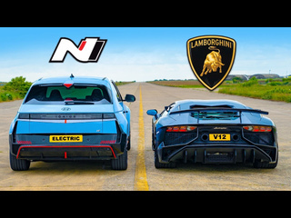 Carwow русская версия кто победит в заезде lamborghini aventador sv или hyundai ioniq 5 n