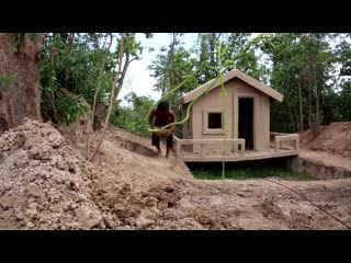 60 day of theyre lived build water wellunderground swimming pool and underground house using wood