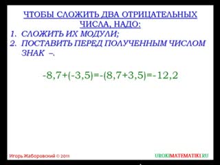 Сложение отрицательных чисел математика 6 класс 32 инфоурок