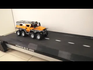 Lego life avtoros shaman 8x8 truck vs treadmill with obstacles lego technic crash test