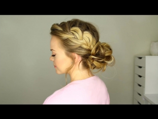 French braid into messy bun