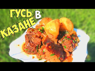 Вкусные советы самый вкусный гусь подеревенски в казане на костре 1080p